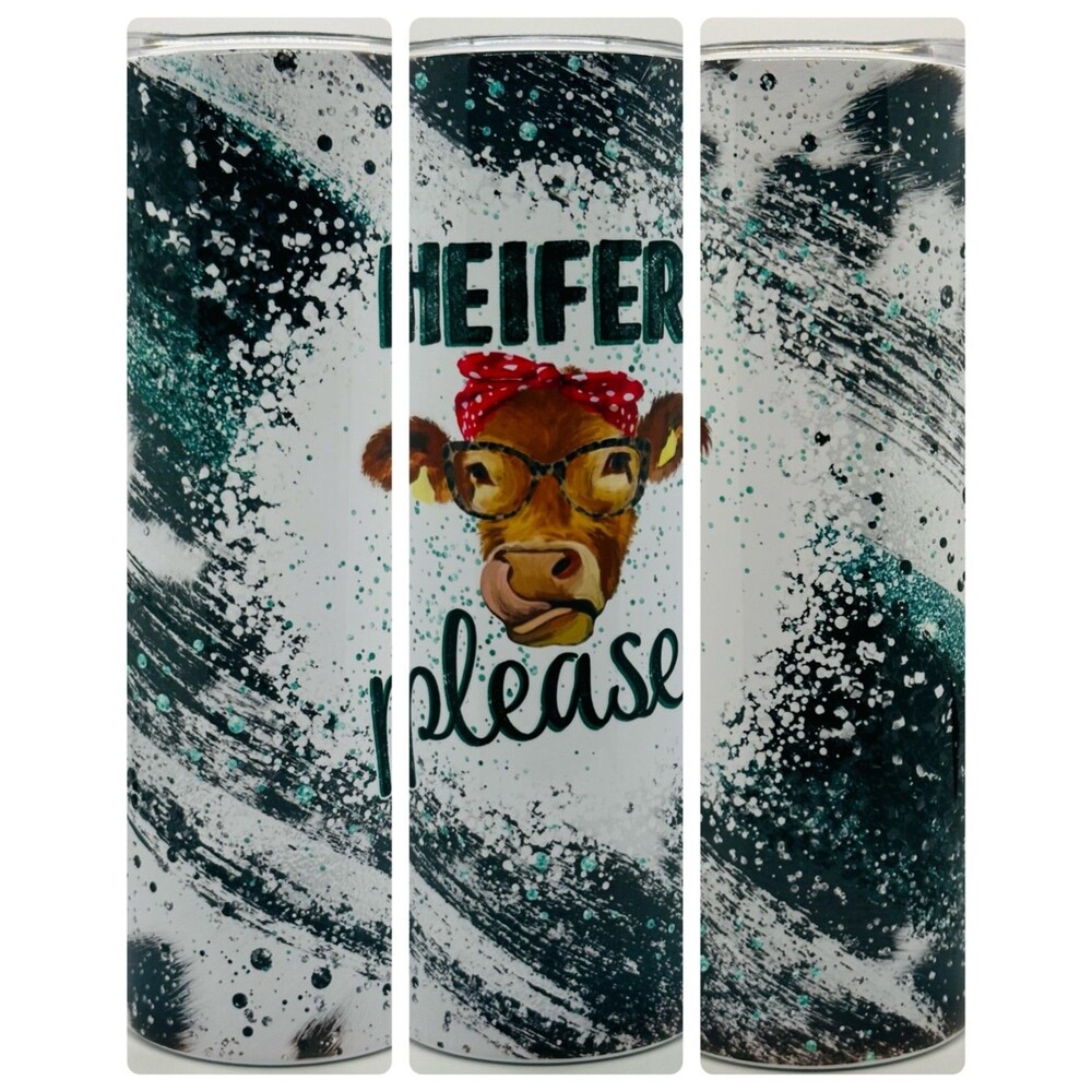 NEW HEIFER Please 20 oz. Stainless Steel Tumbler w/Straw Set & Silicone Tip